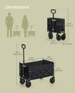 Foldable Camping Trolley – Fabric – Ink Black – Heavy-Duty, Compact Design with 4 Reinforced Wheels