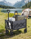 Foldable Camping Trolley – Steel – Slate Grey – 4 Reinforced Wheels, Compact Design
