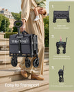 Foldable Camping Trolley – Steel – Slate Grey – 4 Reinforced Wheels, Compact Design
