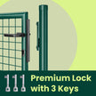 Garden Door – Metal – Green – Lockable Outdoor Gate with Fence, 106 x 100 cm