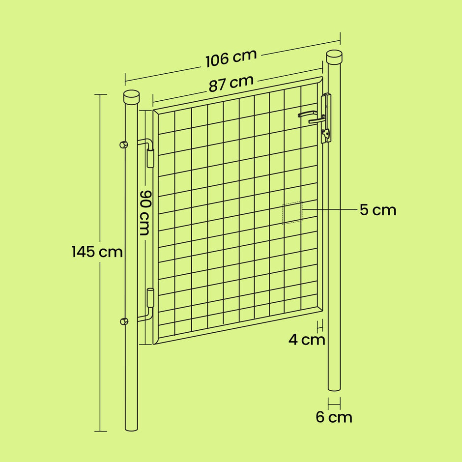 Garden Door – Metal – Green – Lockable Outdoor Gate with Fence, 106 x 100 cm