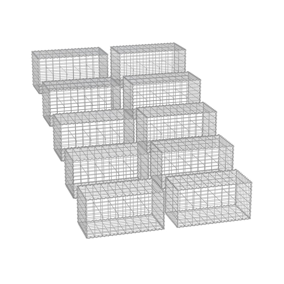 Metal Gabion Cages – Steel – Silver – Garden Fence Stone Basket 100 x 50 x 50 cm