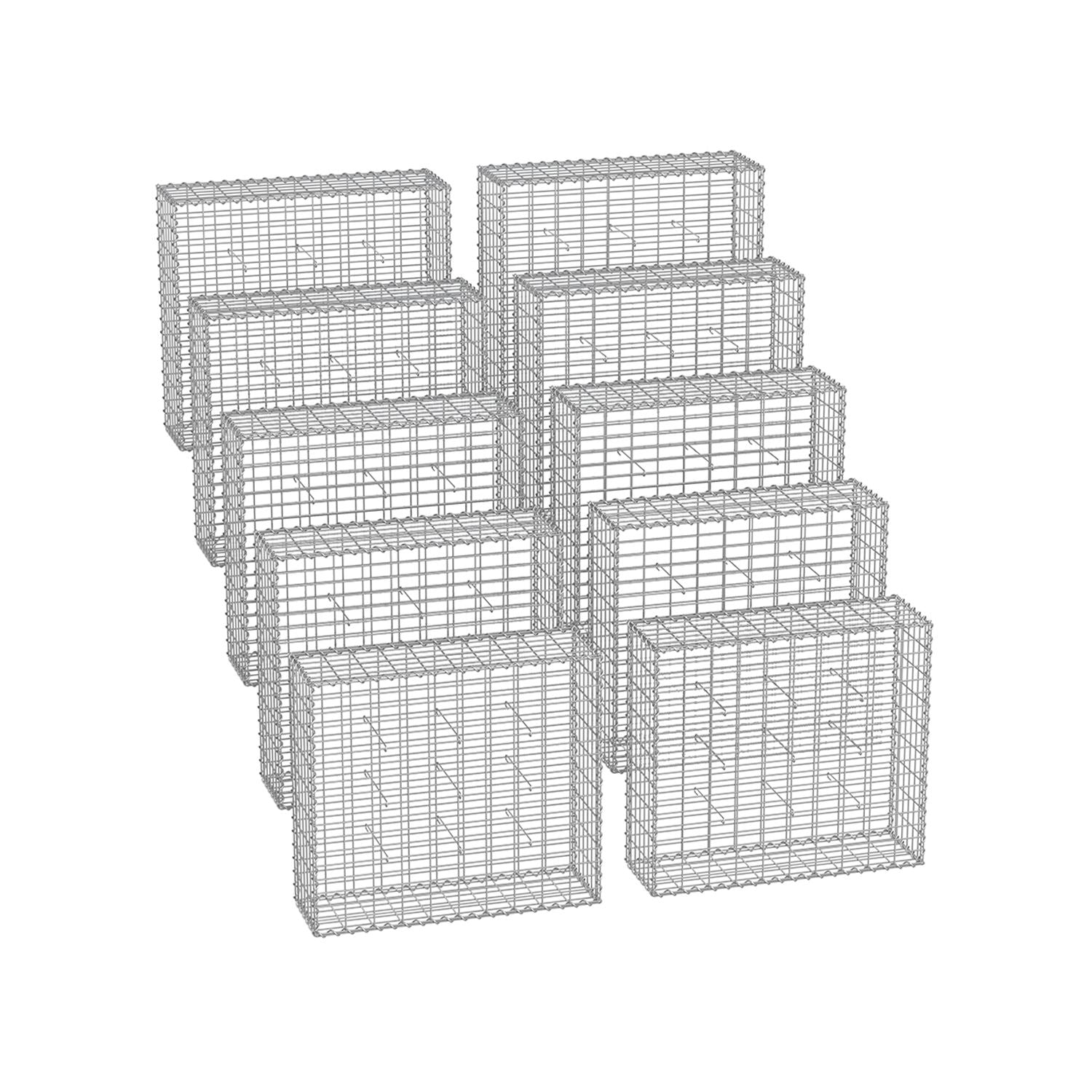 Gabion Cage – Galvanized Steel – 100 x 80 x 30 cm – 5 x 10 cm Mesh for Stones