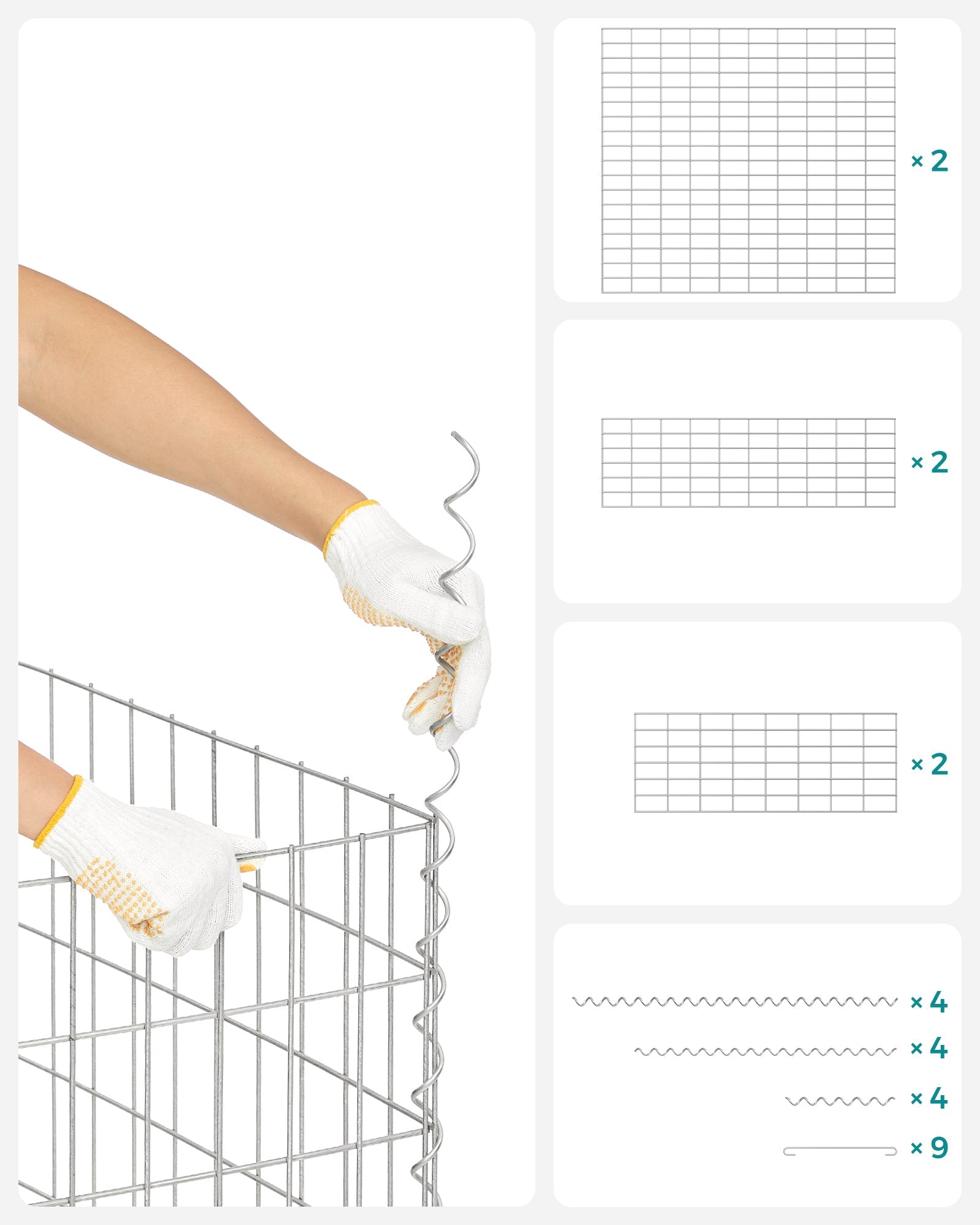 Gabion Cage – Galvanized Steel – 100 x 80 x 30 cm – 5 x 10 cm Mesh for Stones