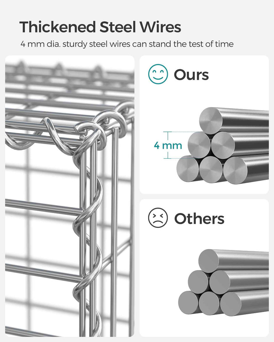 Gabion Wire Basket – Galvanized Steel – 100 x 30 x 30 cm – 4 mm Wire Diameter, 10 x 5 cm Mesh Size
