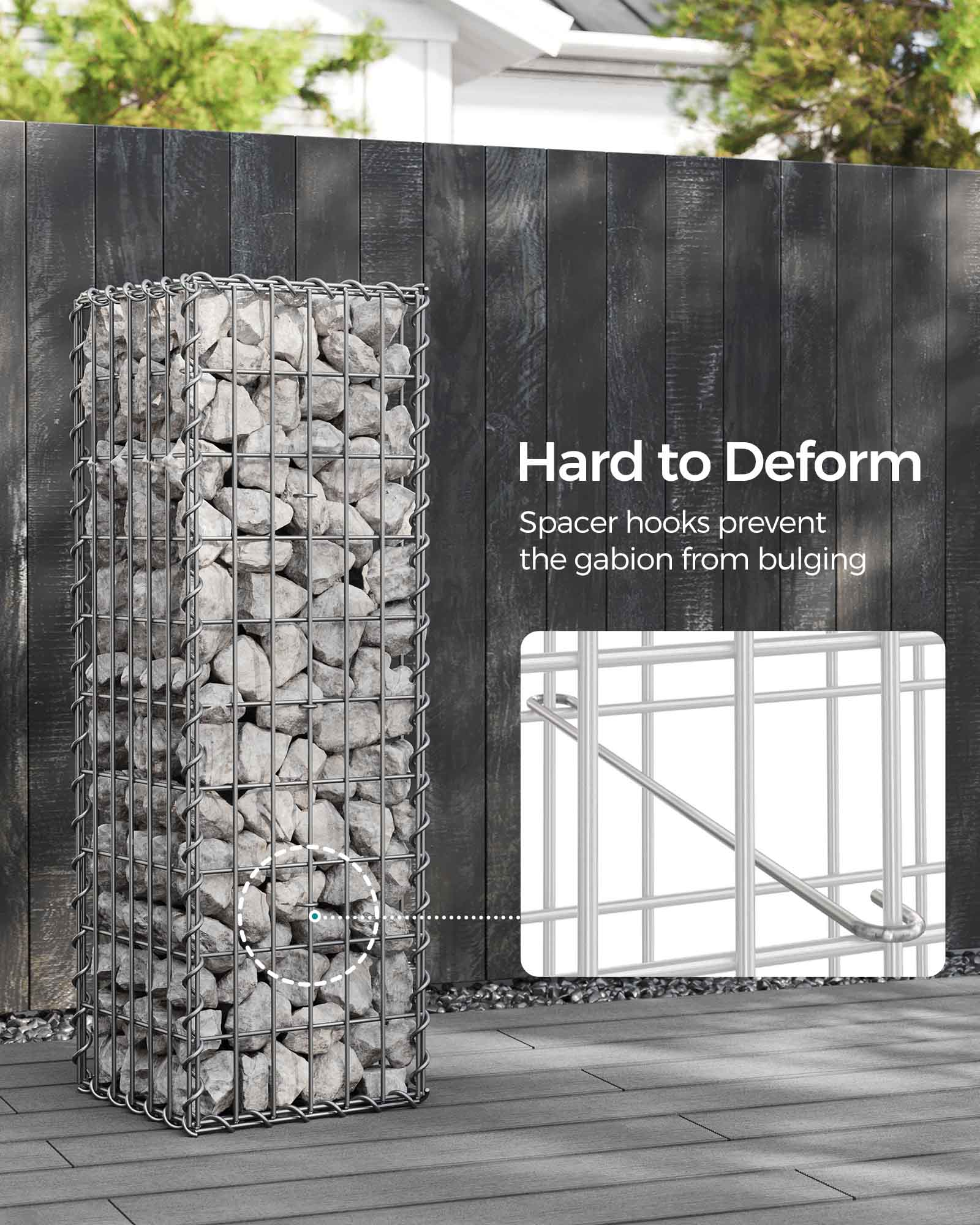 Gabion Wire Basket – Galvanized Steel – 100 x 30 x 30 cm – 4 mm Wire Diameter, 10 x 5 cm Mesh Size