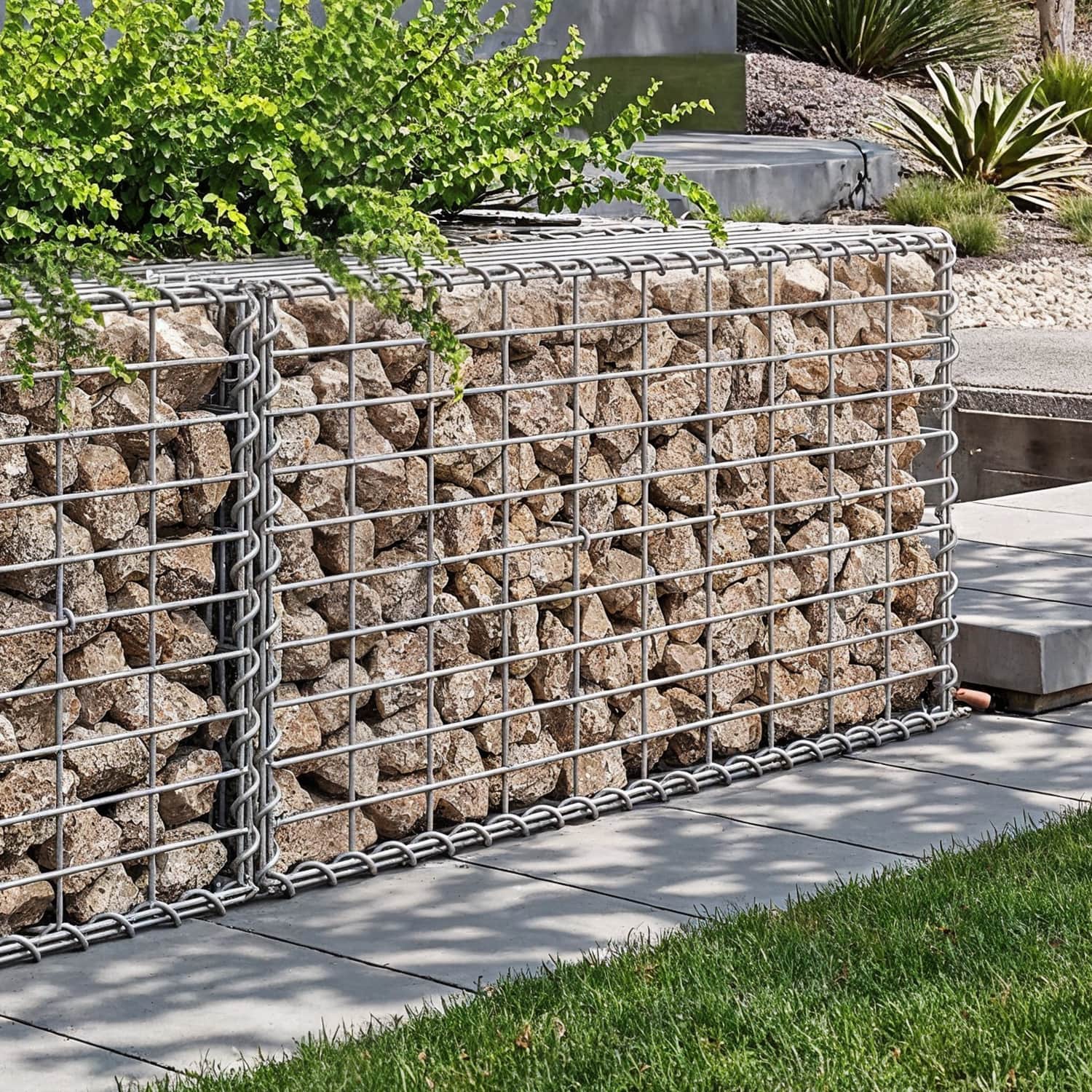 Metal Gabion Basket – Mesh – Silver – Set of 10, 100 x 50 x 30 cm for Garden Fence Wall Partition