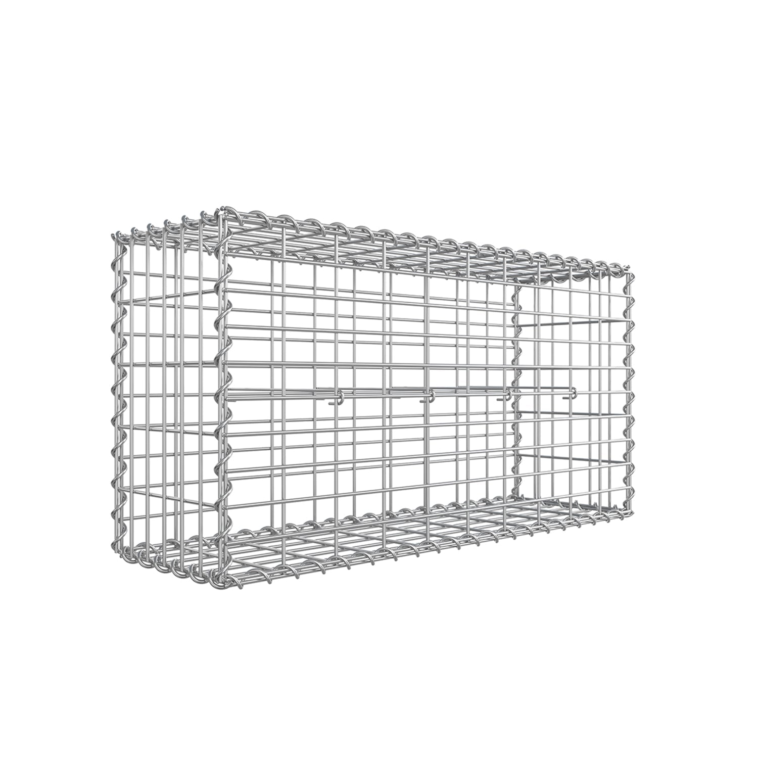 Gabion Basket – Galvanized Metal – Silver – Durable Wire Mesh 10 x 5 cm, 100 x 50 x 30 cm
