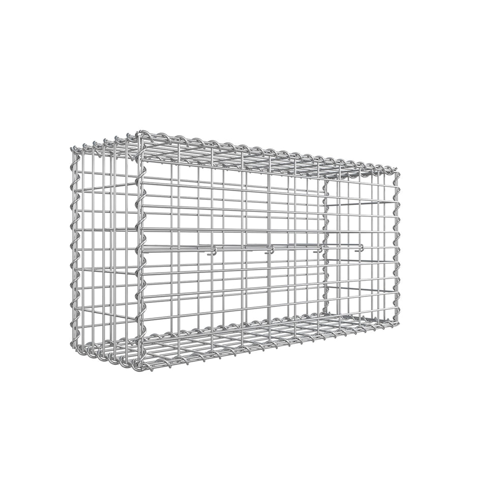 Gabion Basket – Galvanized Metal – Silver – Durable Wire Mesh 10 x 5 cm, 100 x 50 x 30 cm