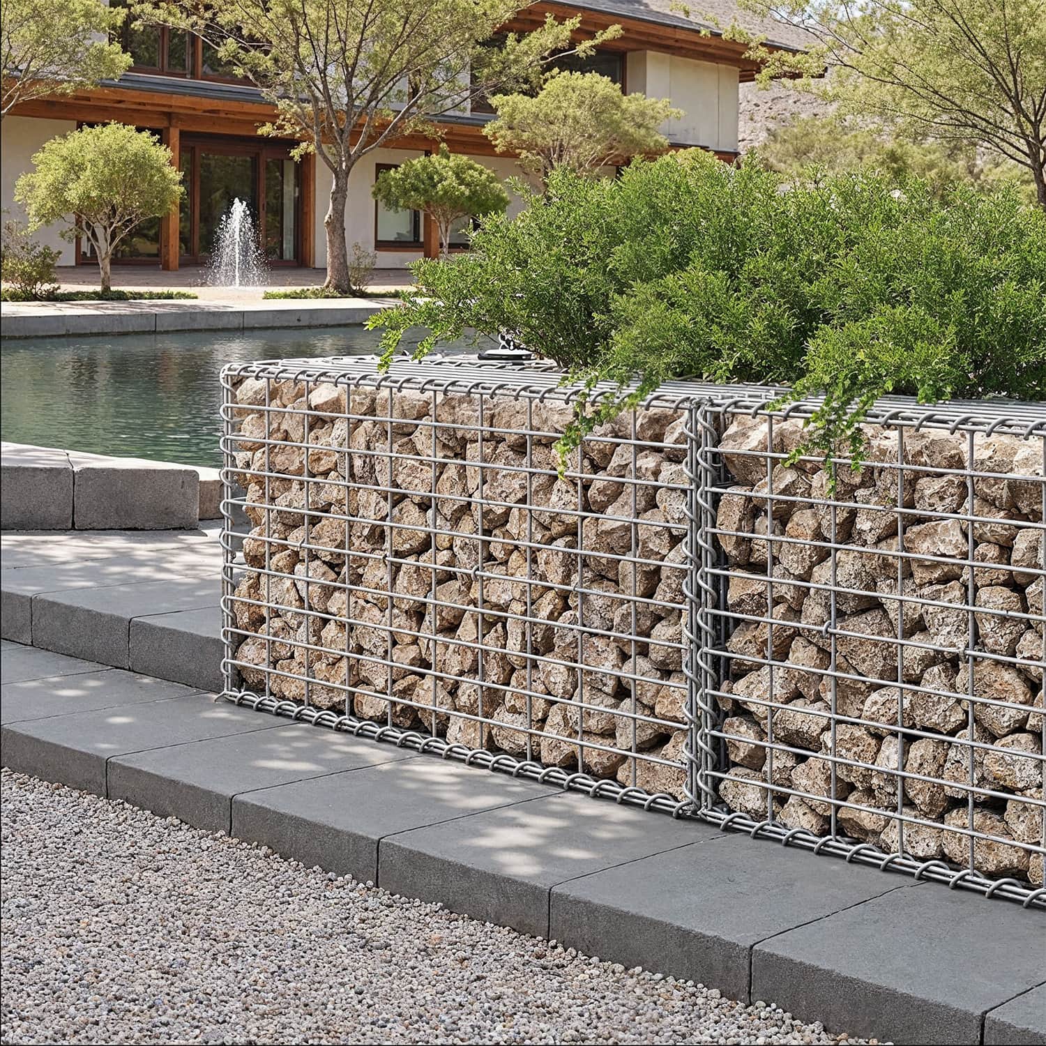 Metal Gabion Basket – Mesh – Silver – Set of 5 for Garden Fence Wall Partition