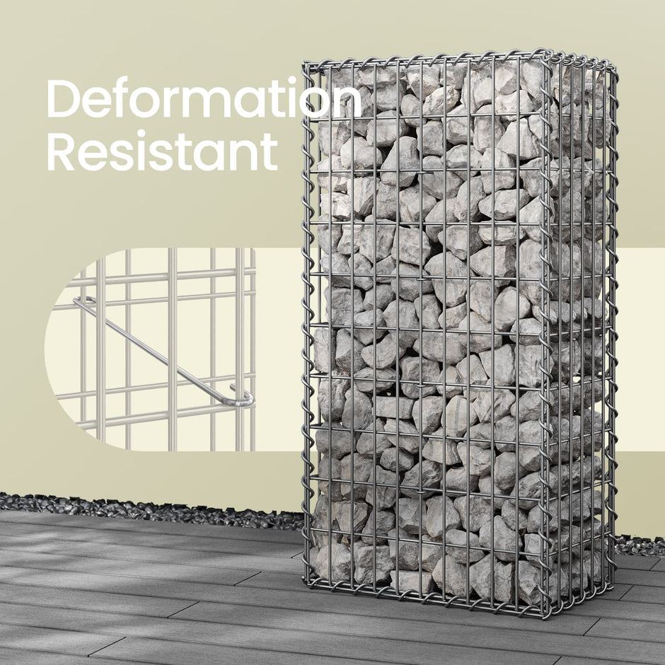 Metal Gabion Basket – Mesh – Silver – Set of 2 for Garden Fence Wall Partition