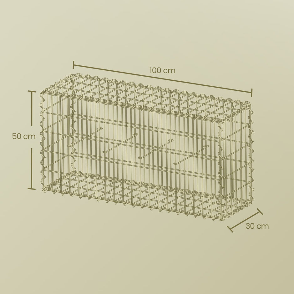 Metal Gabion Basket – Wire Mesh – Silver – Set of 4 for Garden Fence Wall Partition