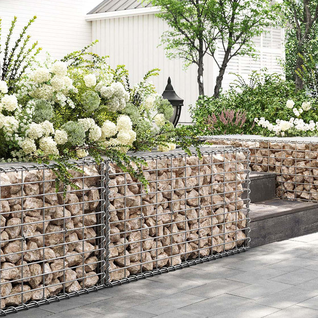Gabion Basket – Metal – Silver – Garden Fence 100 x 50 x 50 cm