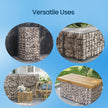 Metal Gabion Cage Basket – Galvanized Steel – Silver – Set of 3 with 5 x 10 cm Mesh for Garden Fence Wall Partition, 100 x 50 x 50 cm