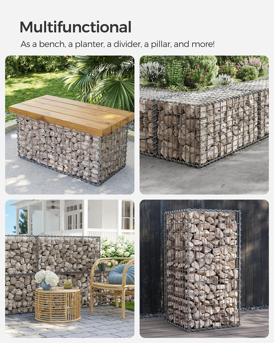 Gabion Basket – Metal – Silver – Garden Fence 100 x 50 x 50 cm