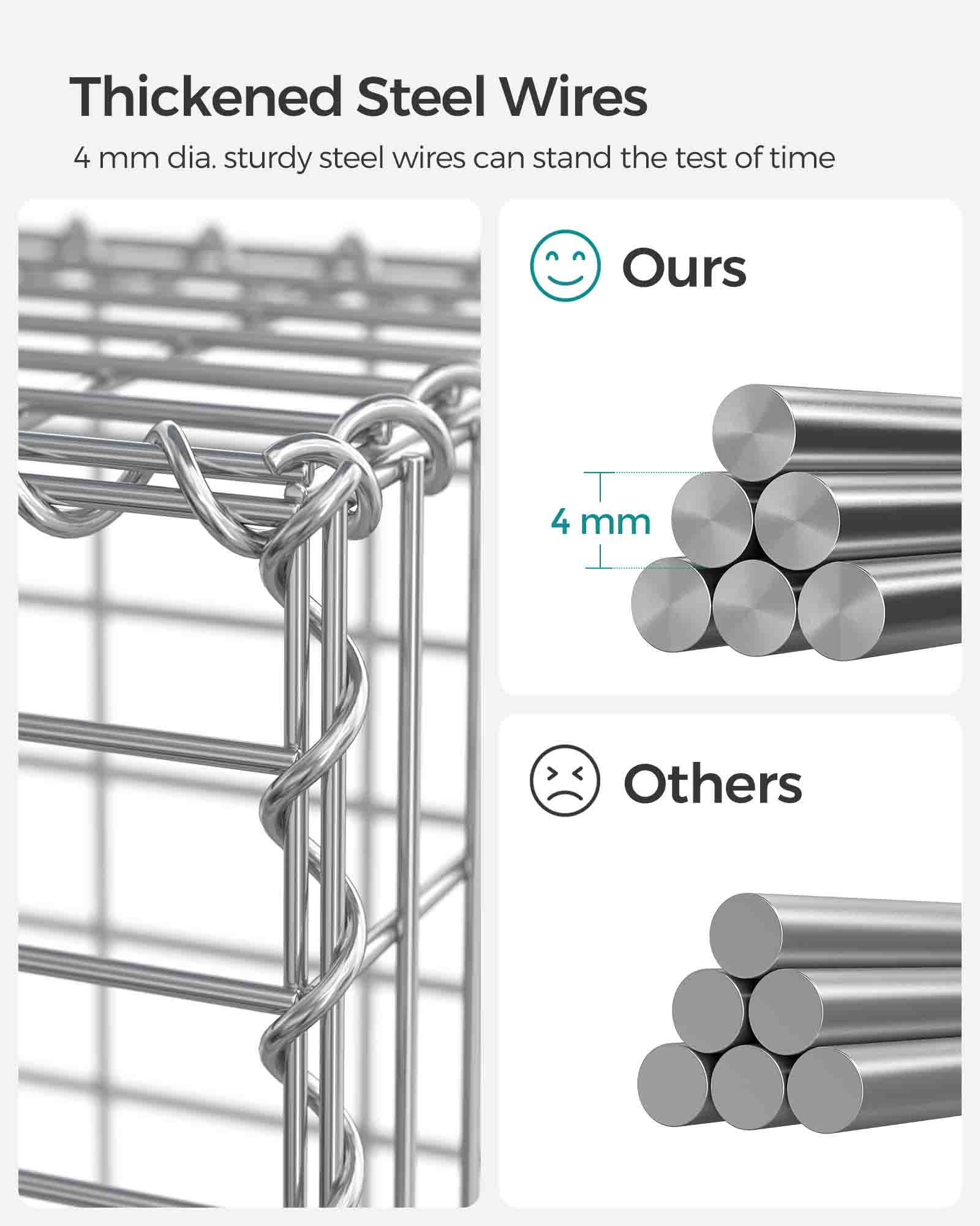 Gabion – Galvanized Steel – Silver – 100 x 80 x 30 cm, Mesh Size 10 x 5 cm