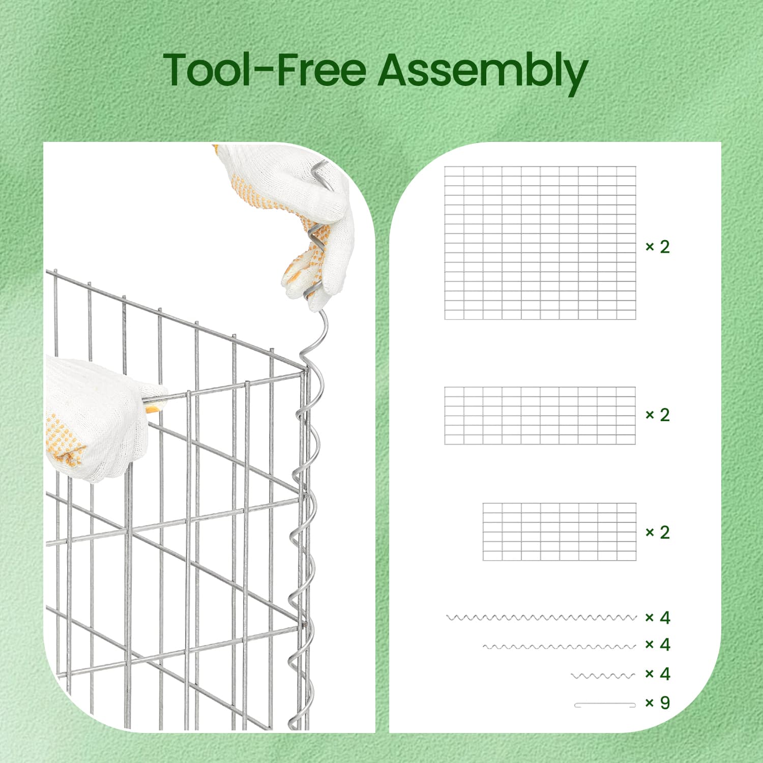 Metal Gabion Cage Basket – Galvanized Steel – 100 x 80 x 30 cm – Set of 4 with 5 x 10 cm Mesh