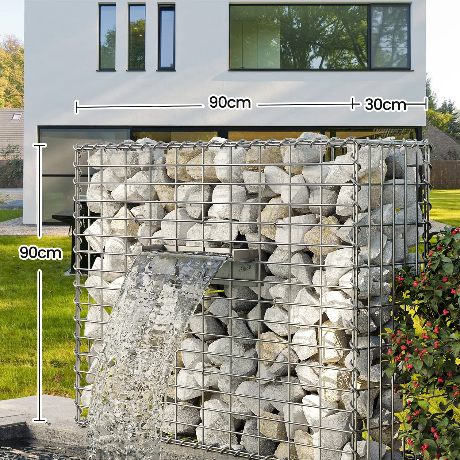 Gabion Cage Basket Set – Metal – Silver – Mesh Size 5 x 10 cm for Garden Fence Wall Partition