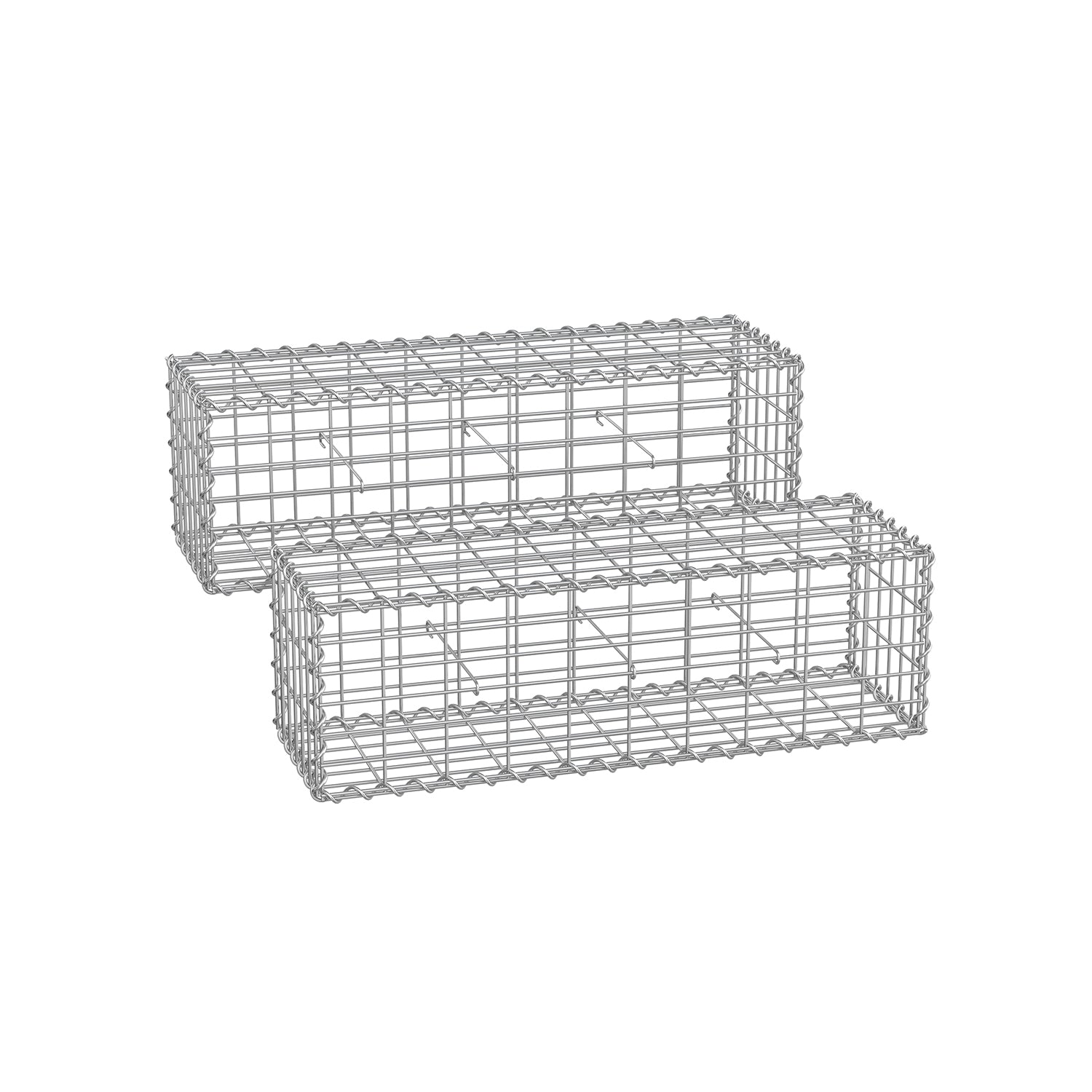 Gabion Cage – Galvanized Metal – Silver – 100 x 30 x 30 cm with 10 x 5 cm Mesh