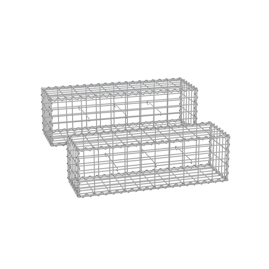 Gabion Cage – Galvanized Metal – Silver – 100 x 30 x 30 cm with 10 x 5 cm Mesh
