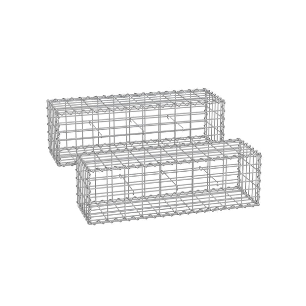 Gabion Cage – Galvanized Metal – Silver – 100 x 30 x 30 cm with 10 x 5 cm Mesh