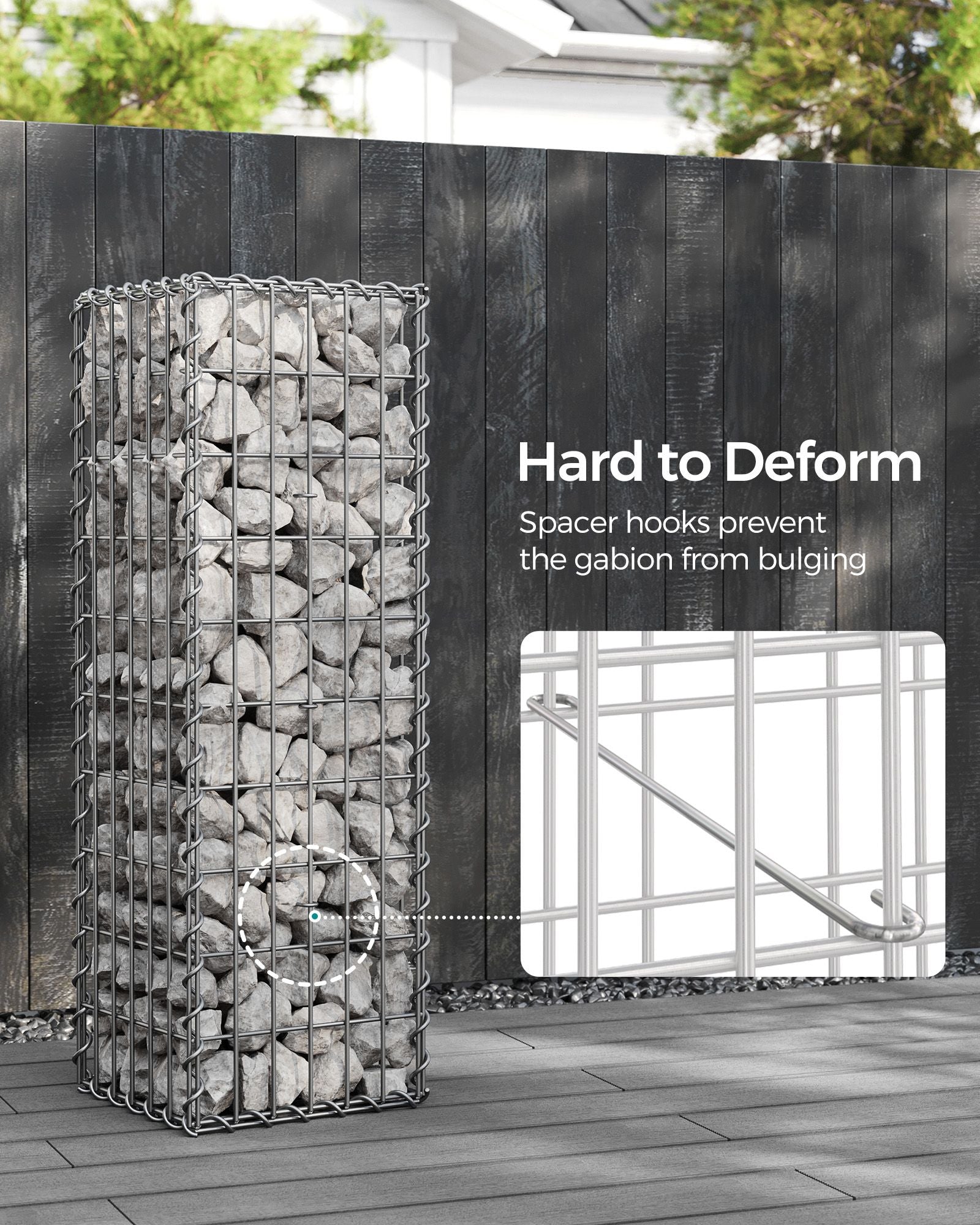Gabion Cage – Galvanized Metal – Silver – 100 x 30 x 30 cm with 10 x 5 cm Mesh