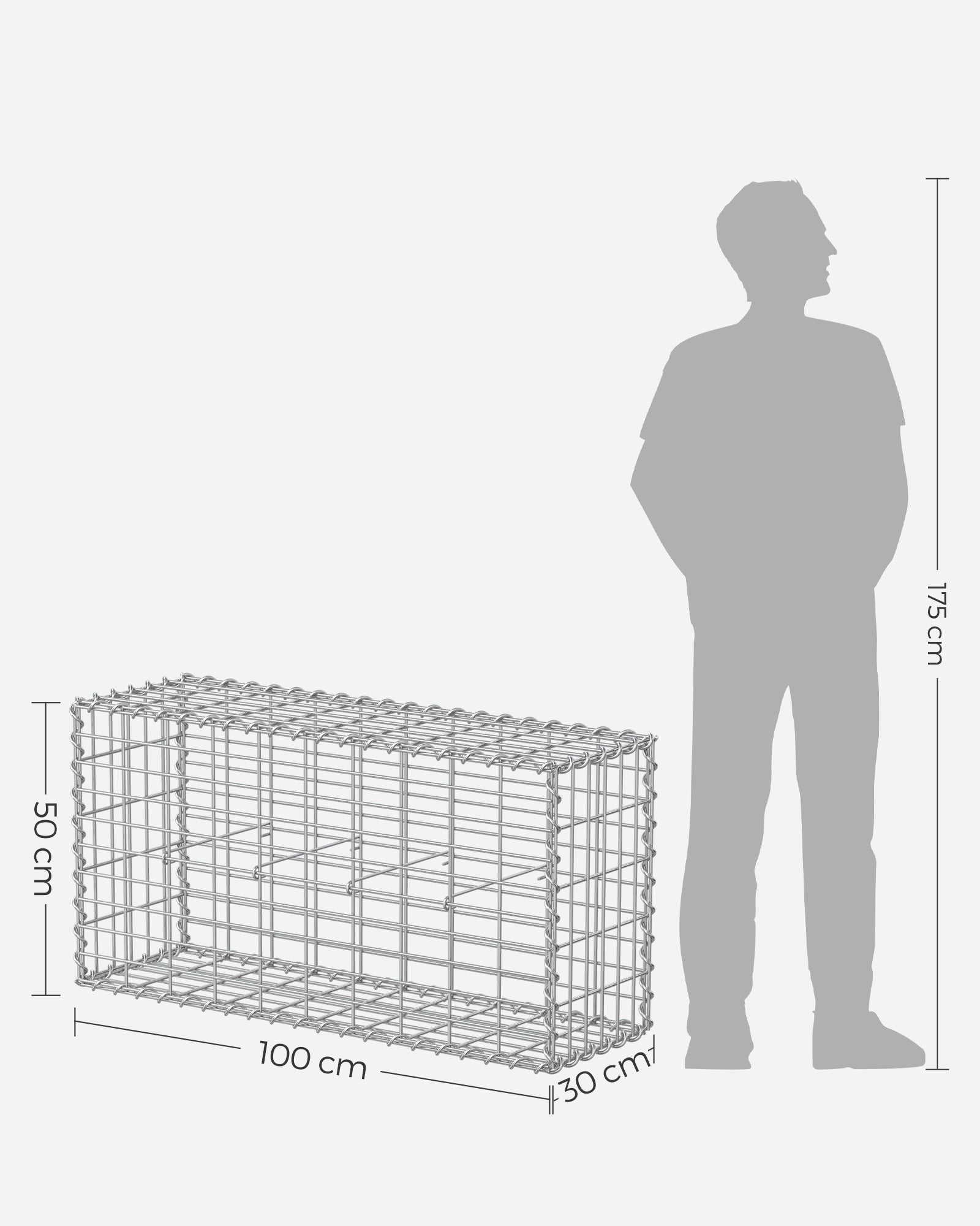 Gabion Cage – Galvanized Wire – 100 x 50 x 30 cm – Stone Retaining Structure