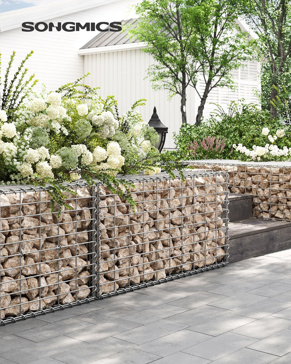 Metal Gabion Cages – Steel – Silver – Garden Fence Stone Basket 100 x 50 x 50 cm