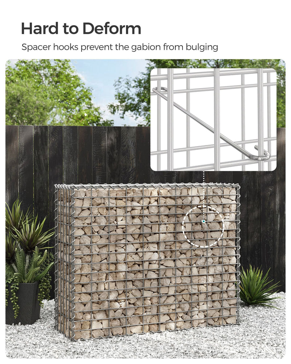 Gabion Cage – Galvanized Metal – 100 x 80 x 30 cm – Durable Wire Mesh 10 x 5 cm