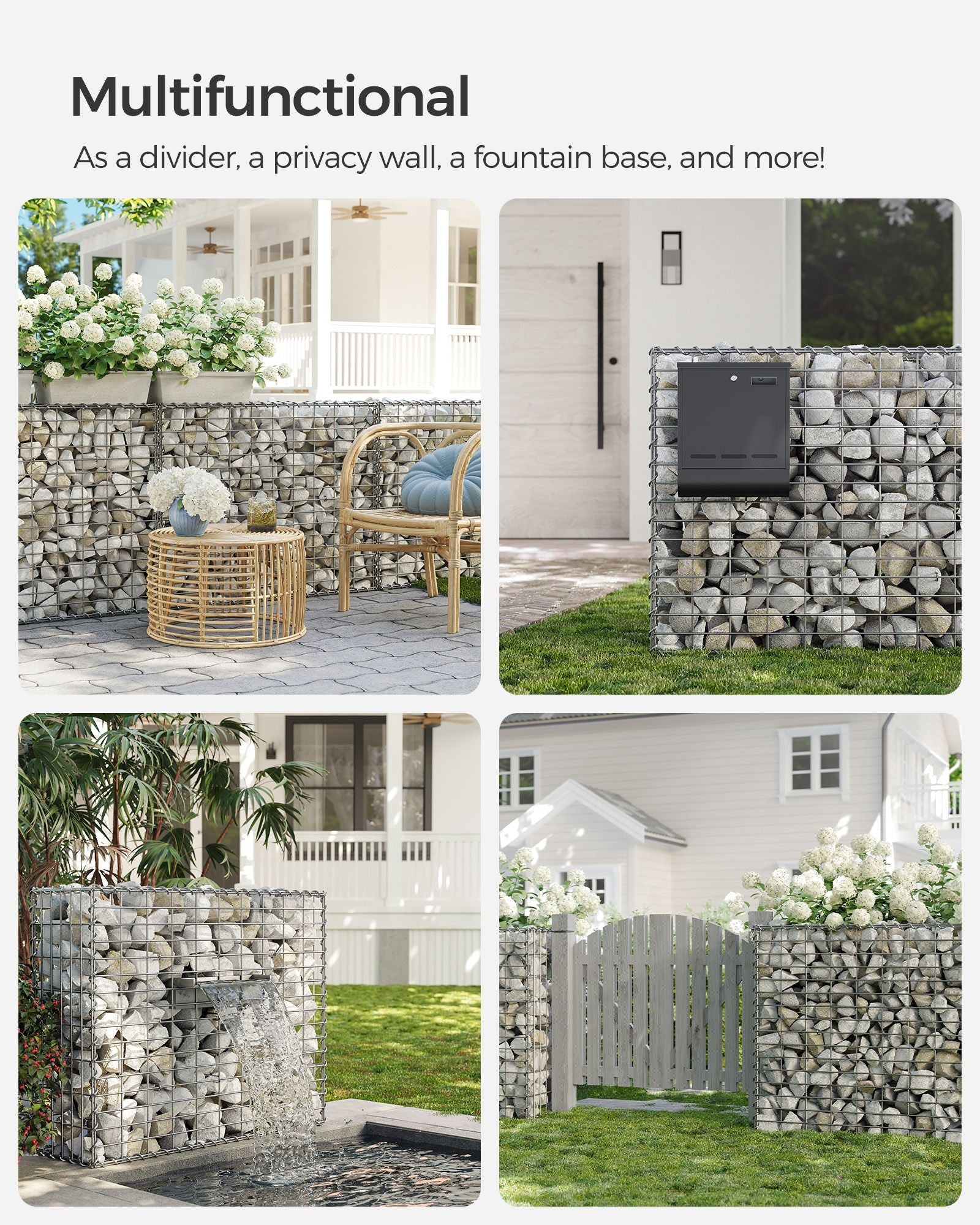 Gabion Cage – Galvanized Metal – 100 x 80 x 30 cm – Durable Wire Mesh 10 x 5 cm