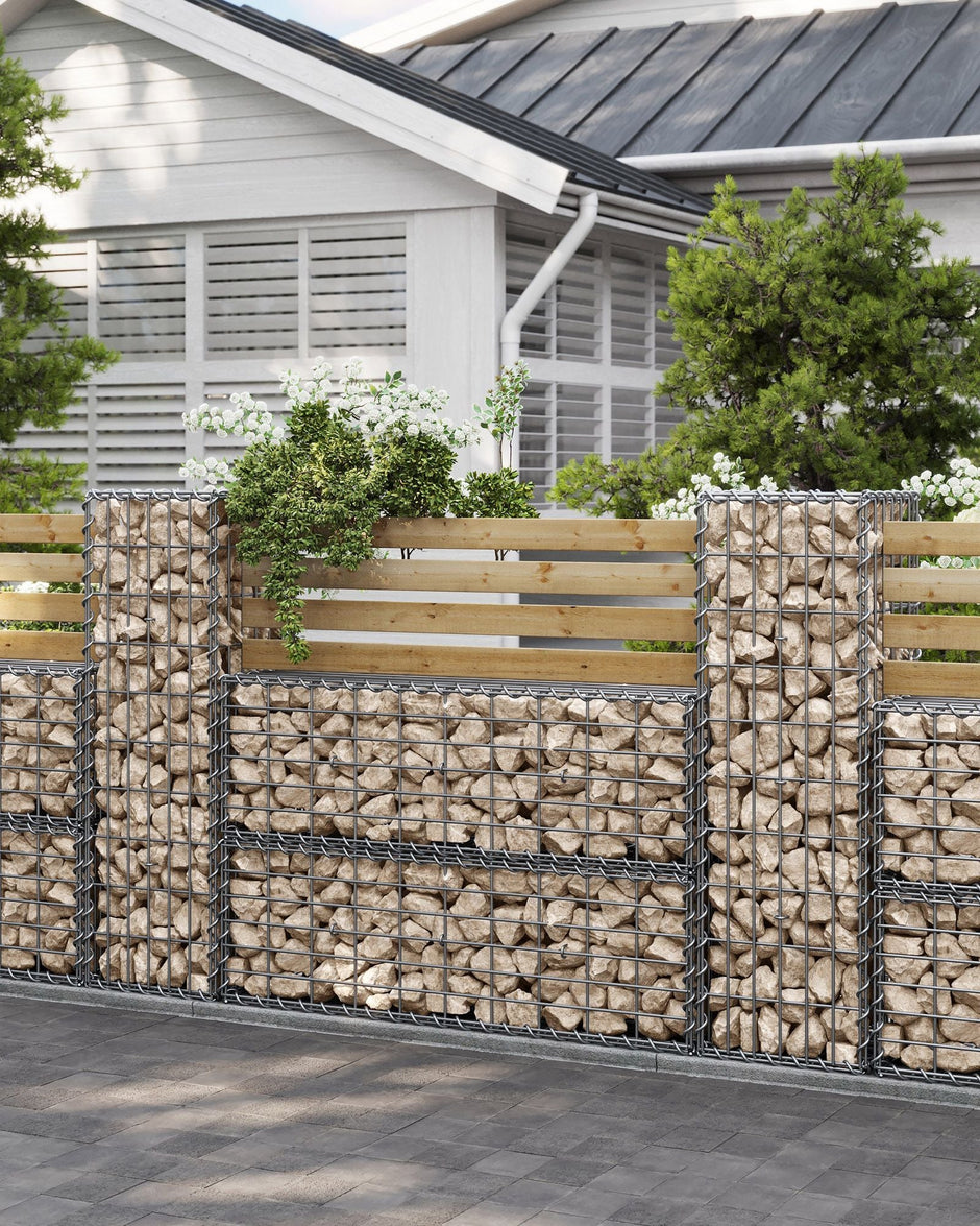 Gabion Cage – Galvanized Metal – Silver – 100 x 30 x 30 cm with 10 x 5 cm Mesh