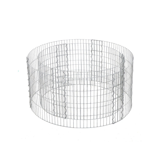 Round Metal Gabion Cage – Galvanised Steel – Silver – Rust-Resistant for Garden Decoration