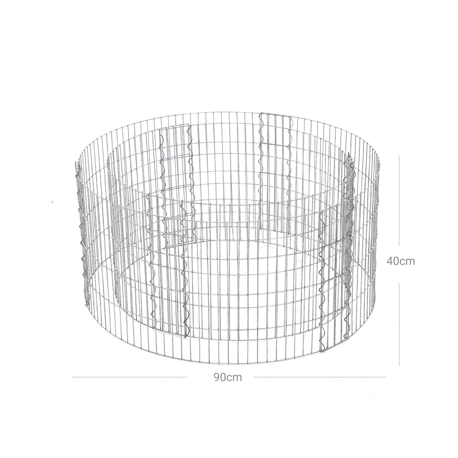 Round Metal Gabion Cage – Galvanised Steel – Silver – Rust-Resistant for Garden Decoration
