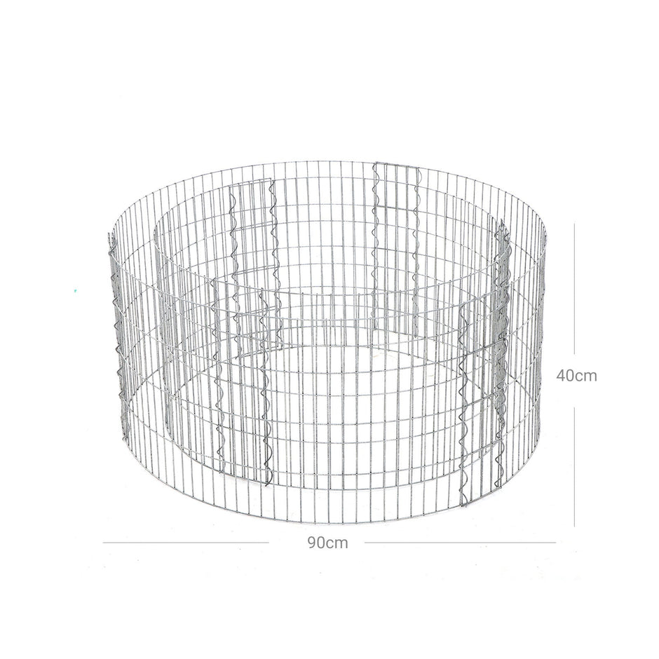 Round Metal Gabion Cage – Galvanised Steel – Silver – Rust-Resistant for Garden Decoration