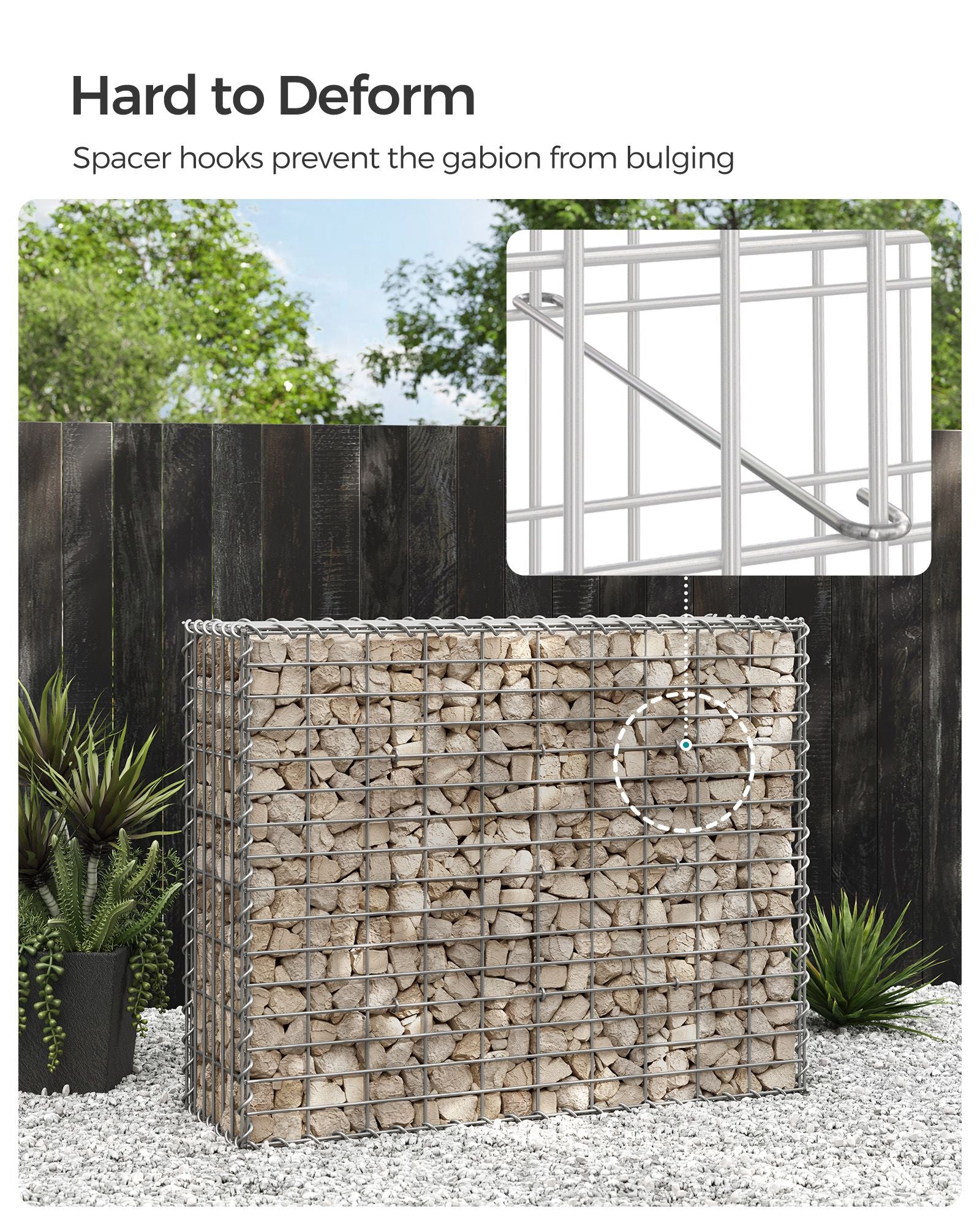 Gabion Cage – Galvanized Metal – 100 x 80 x 30 cm – Durable Wire Mesh 10 x 5 cm