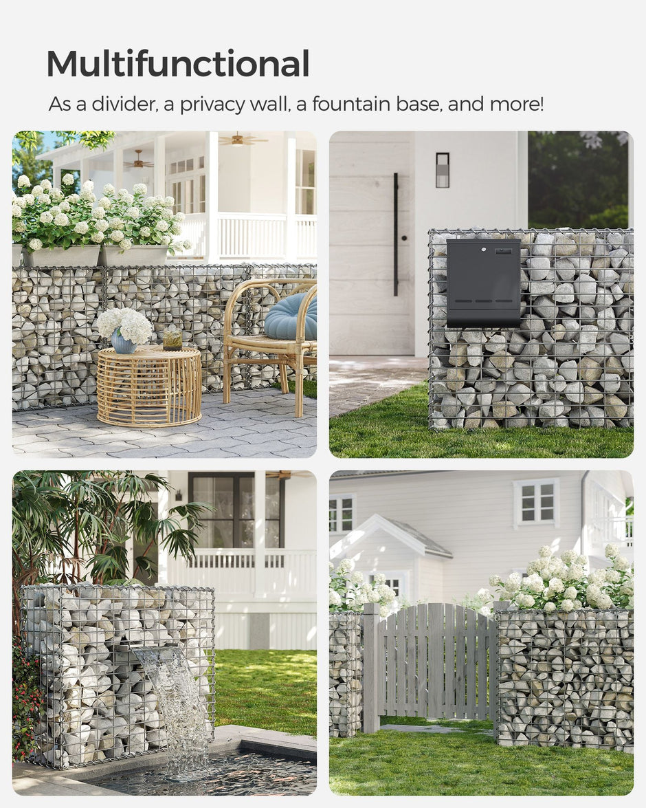 Gabion Cage – Galvanized Metal – 100 x 80 x 30 cm – Durable Wire Mesh 10 x 5 cm