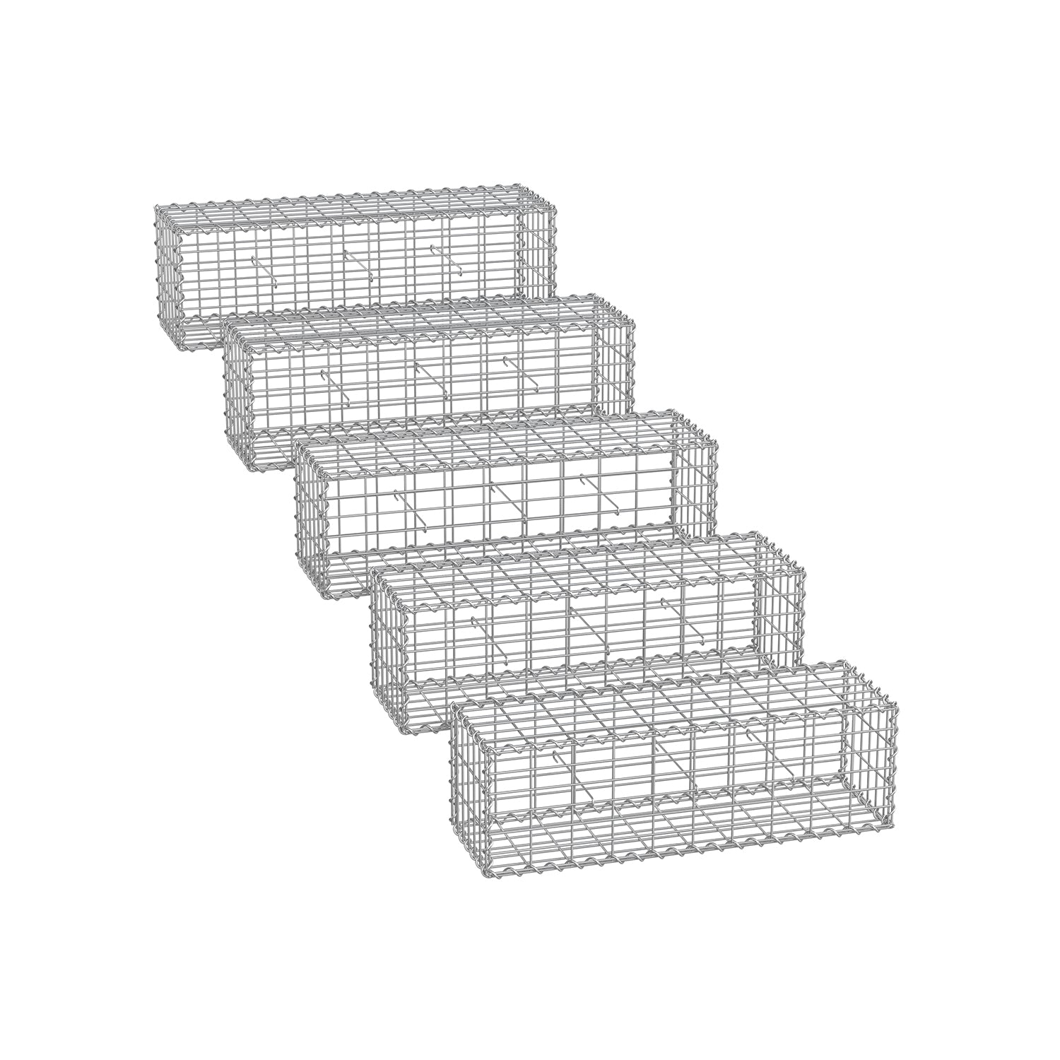 Gabion Cage – Galvanized Metal – Silver – 100 x 30 x 30 cm with 10 x 5 cm Mesh