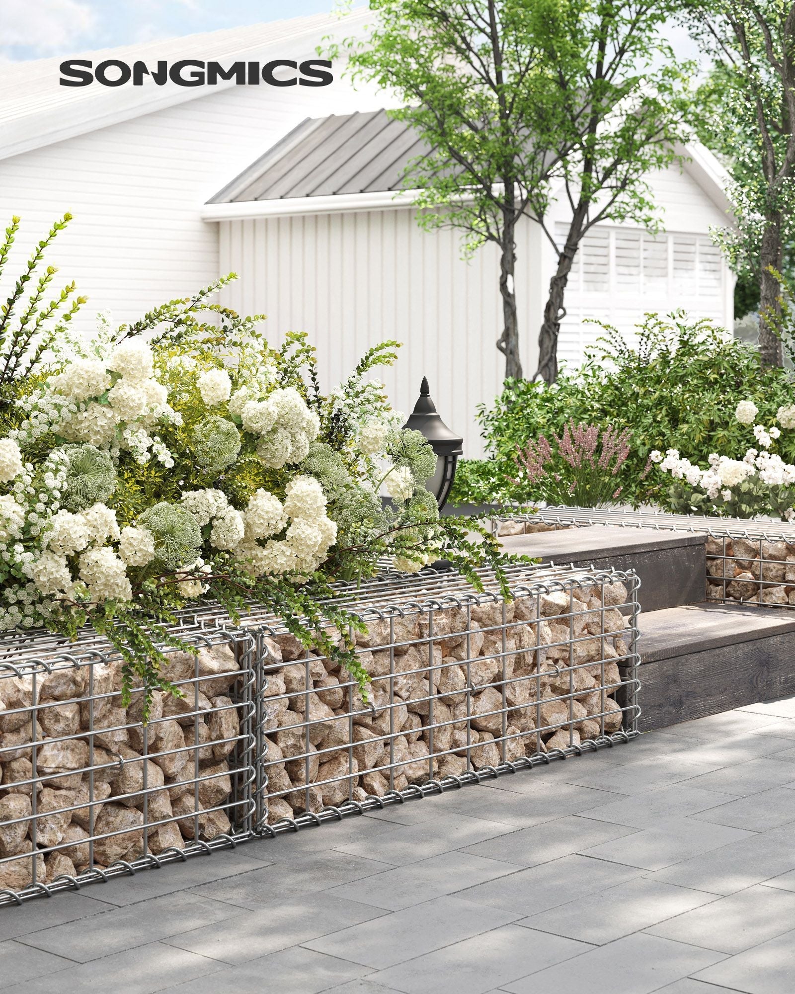 Gabion Cage – Galvanized Metal – Silver – 100 x 30 x 30 cm with 10 x 5 cm Mesh