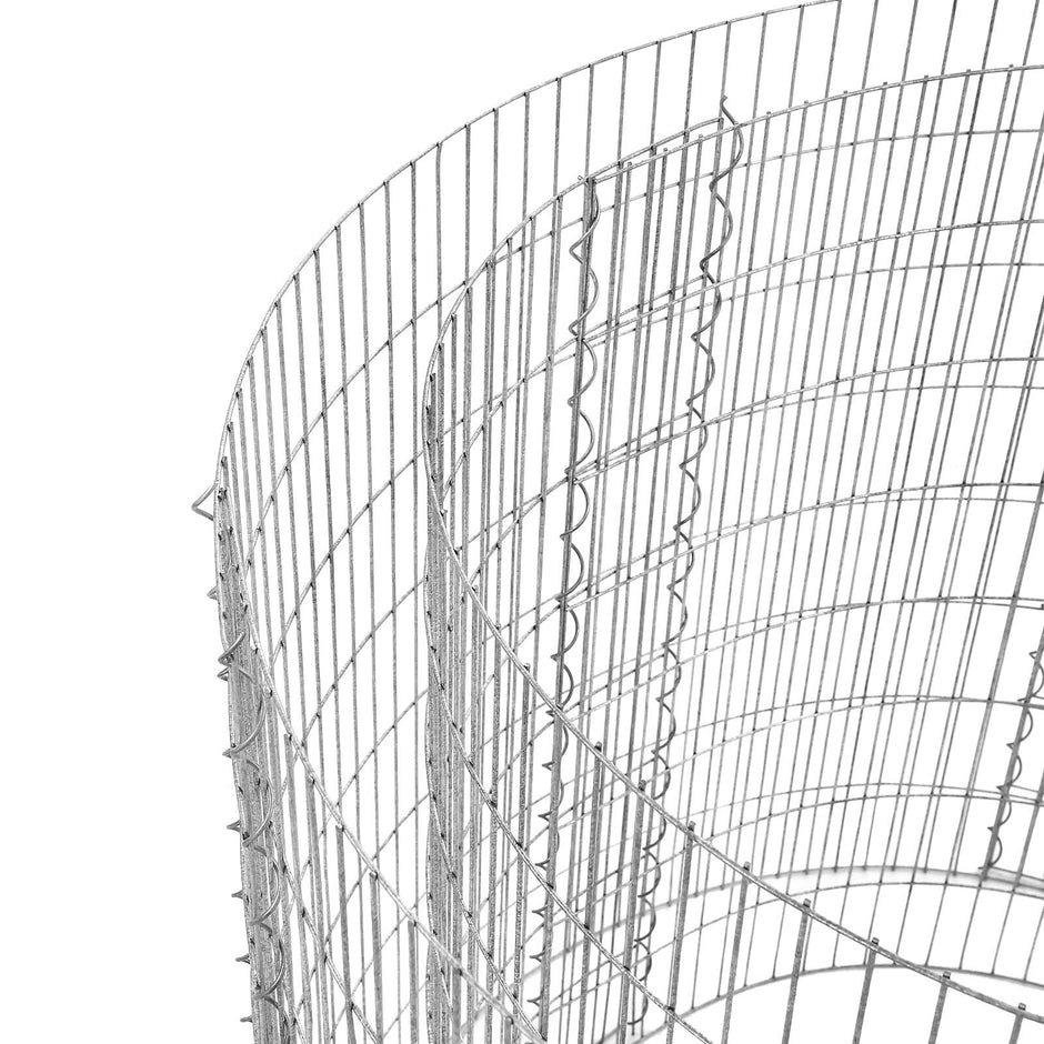 Tall Round Gabion Planter – Galvanised Steel – Silver – Rust-Resistant Decorative Garden Feature