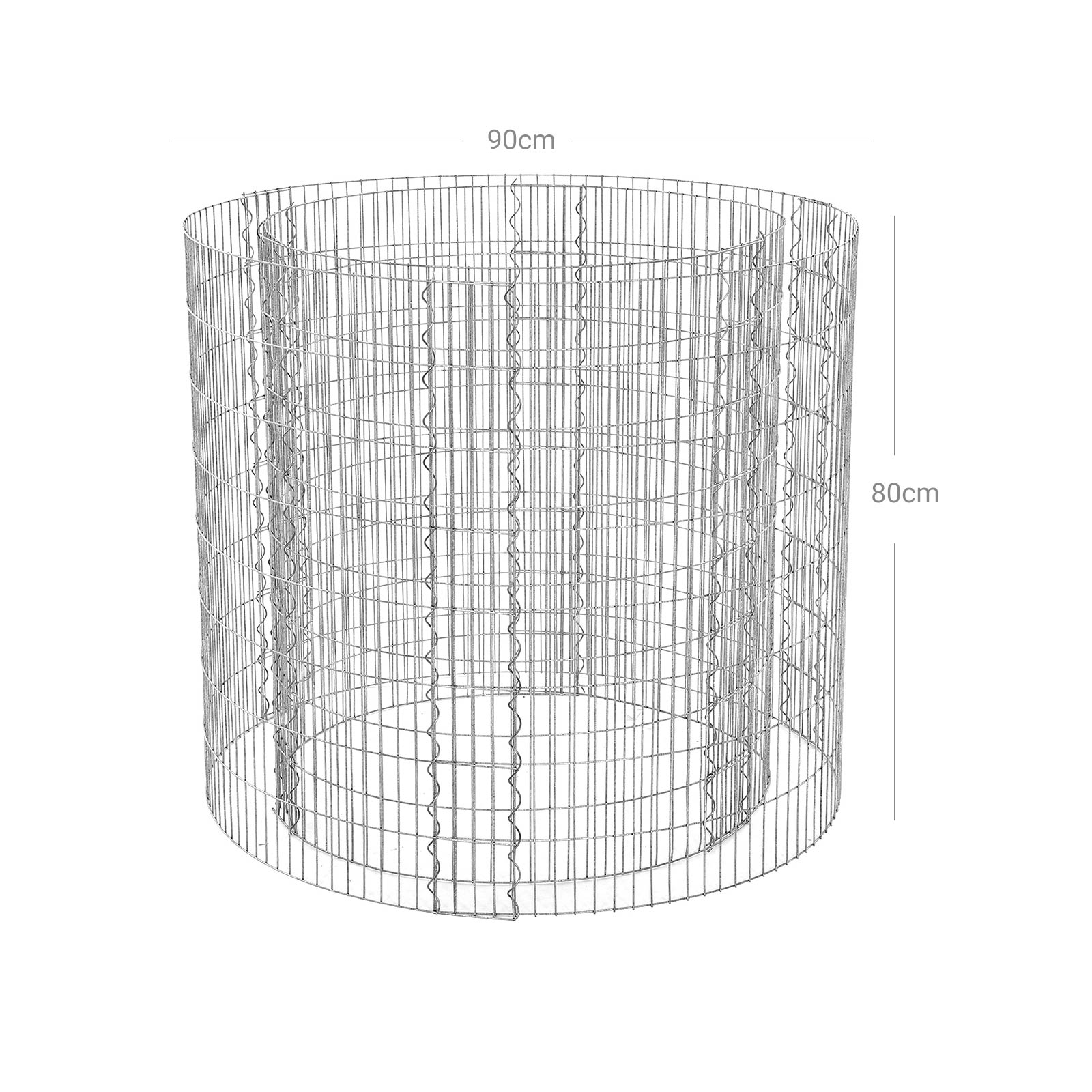 Tall Round Gabion Planter – Galvanised Steel – Silver – Rust-Resistant Decorative Garden Feature