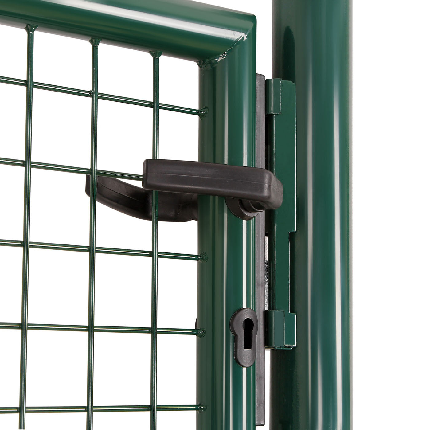 Galvanised Metal Garden Gate – Steel – Silver – Includes Lock, 150 x 106 x 6 cm