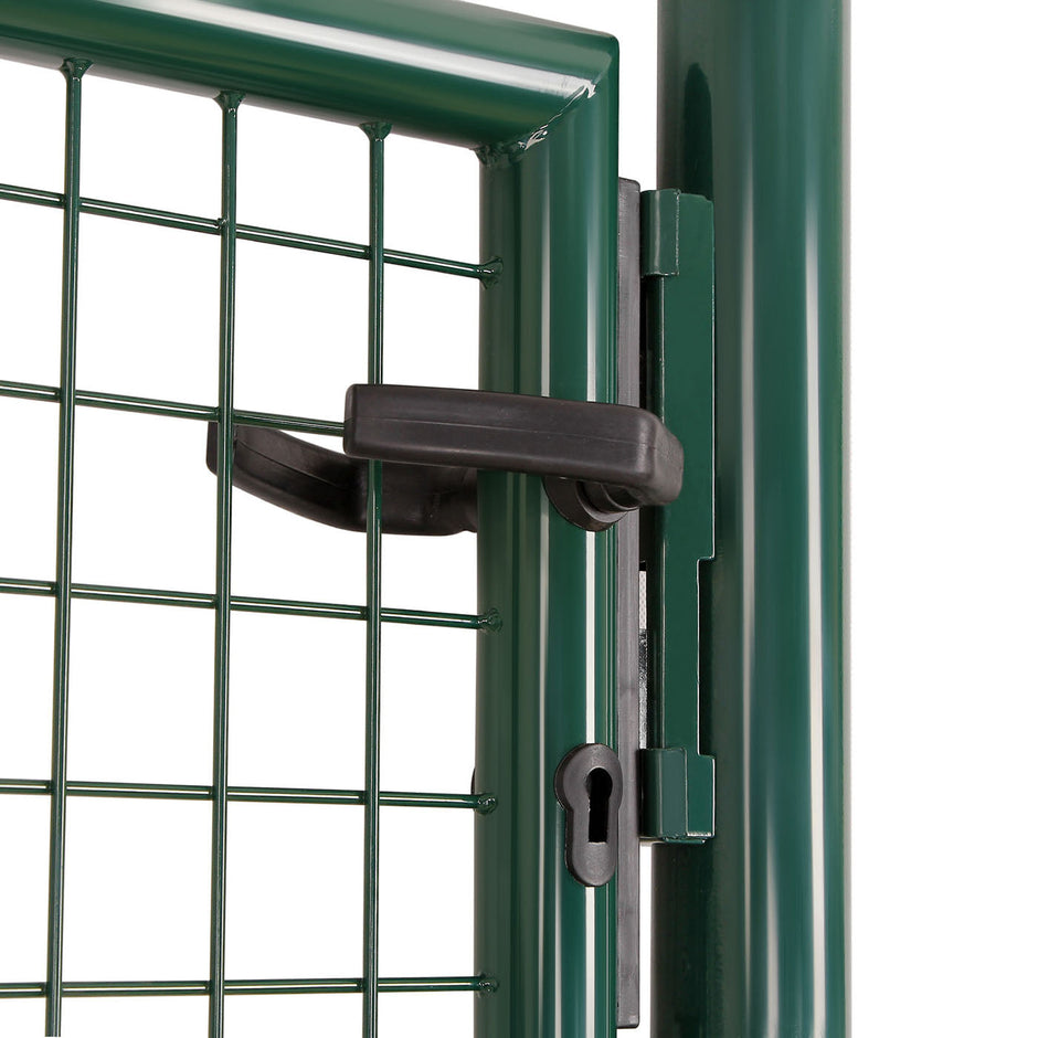 Galvanised Metal Garden Gate – Steel – Silver – Includes Lock, 150 x 106 x 6 cm