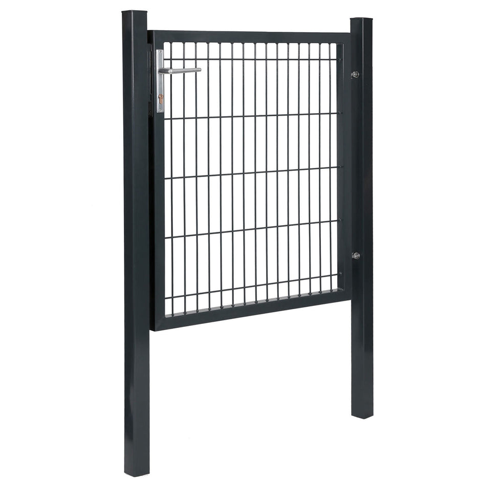 Garden Gate – Metal – Grey – Sturdy with Lock and Keys