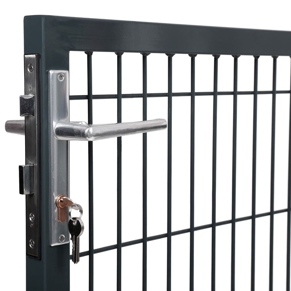 Garden Gate – Metal – Grey – Sturdy with Lock and Keys