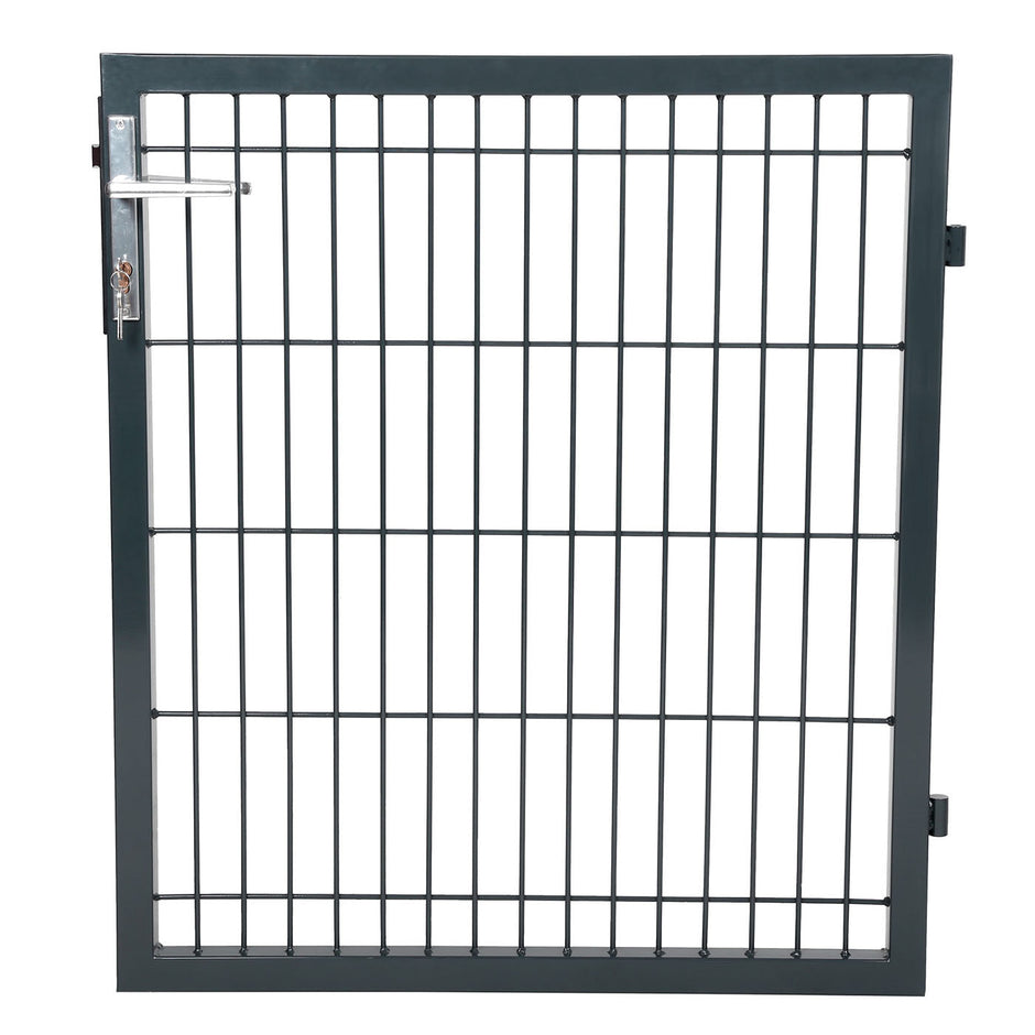 Garden Gate – Metal – Grey – Sturdy with Lock and Keys
