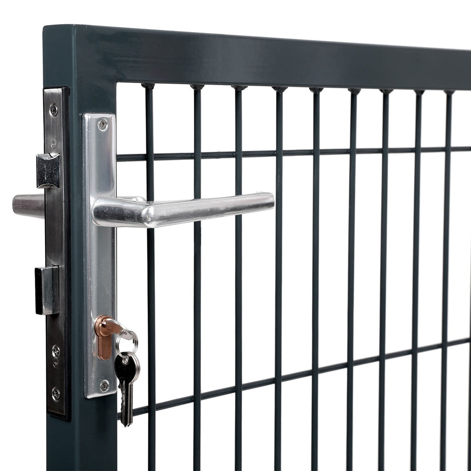 Garden Gate – Metal – Grey – Sturdy with Lock and Keys