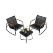 Patio Furniture Set – Steel – Ink Black – Includes 2 Rocking Chairs and Table with Armrests and Breathable Synthetic Fabric
