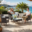 Polyrattan Garden Conversation Set – Brown and Taupe – Stylish Outdoor Furniture for Patio and Terrace