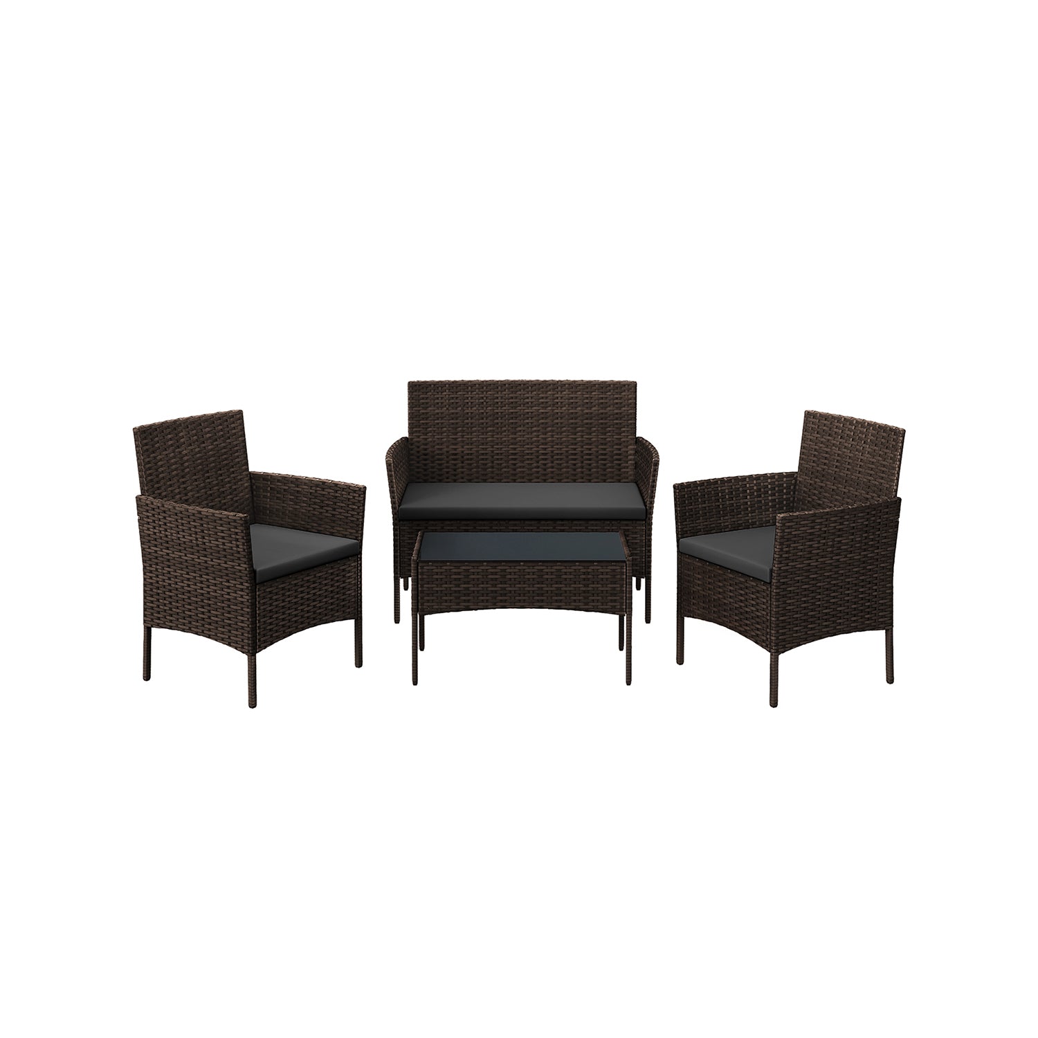 Outdoor Patio Furniture Set – Polyrattan – Black and Beige – Versatile for Garden, Balcony, and Backyard