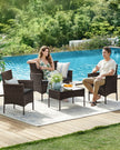 Outdoor Patio Furniture Set – Polyrattan – Black and Beige – Versatile for Garden, Balcony, and Backyard